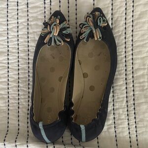 Boden Black Flats with Multicolor Floral Detail